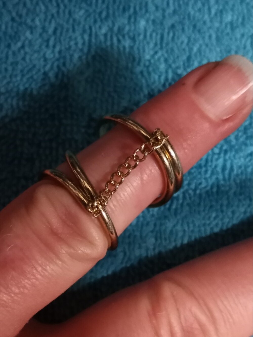 Gold Double Band Chain Midi Ring - Women's Jewelry